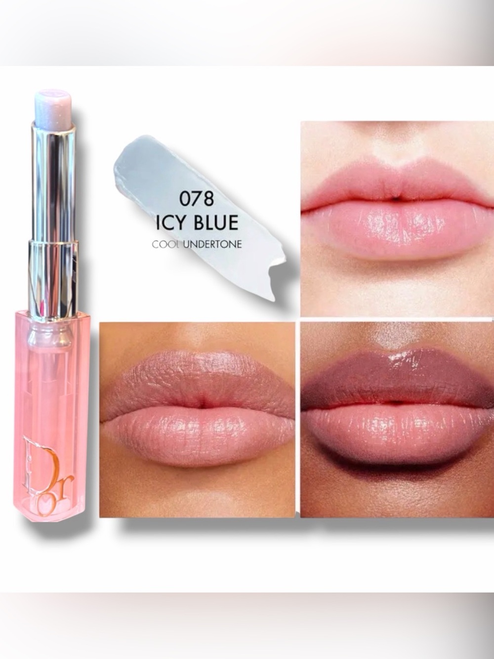Dior Addict Lip Glow Color-Reviving Lip Balm Limited Edition, 078 Icy Blue NIB